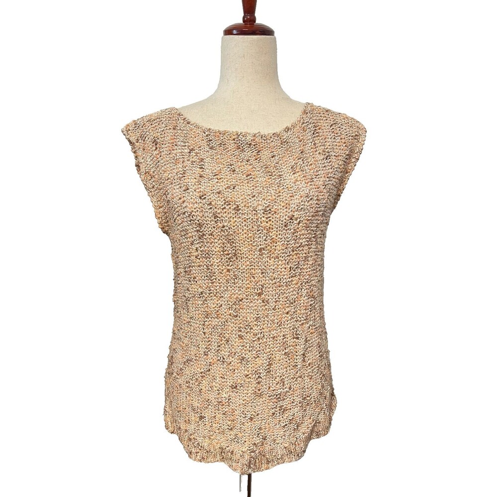 Vtg Christian Dior Separates Women's S Loose Open Knit Sweater Cap Sleeves Rayon